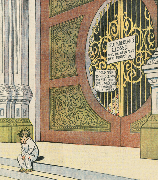 Architektonische Elemente, geprägt von der Weltausstellung, waren ein weiteres wichtiges Element in den Zeichnungen McCays.